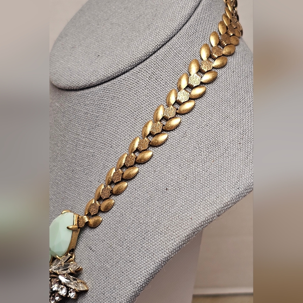 [J. CREW] Rare Vintage Multi Color Crystal Bib Statement Necklace □■ Rose Accent - Picture 7 of 16